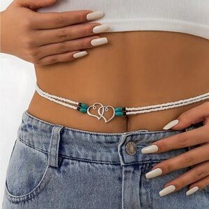 2 FOR $15 BUNDLE Boho Beach Rice Bead Chain Heart Shape Body Chain Double-Layer